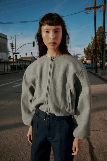 Zara SOFT BOMBER JACKET - Gray