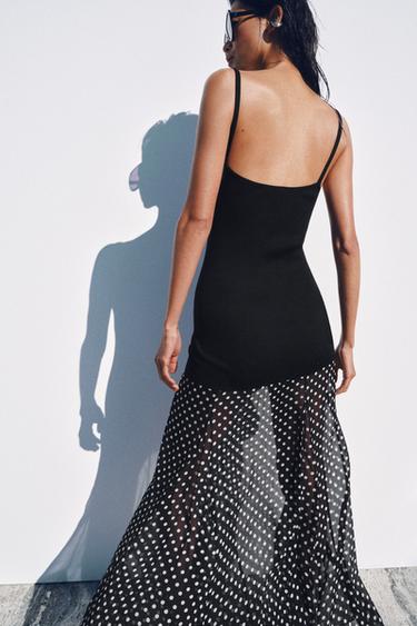 ROBE LONGUE BIMATIÈRE À POIS - Noir de Zara - Image 2