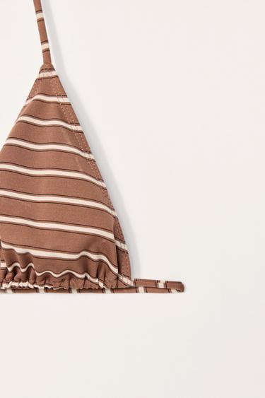 HAUT DE BIKINI À RAYURES ÉDITION LIMITÉE - Marron clair de Zara - Image 4