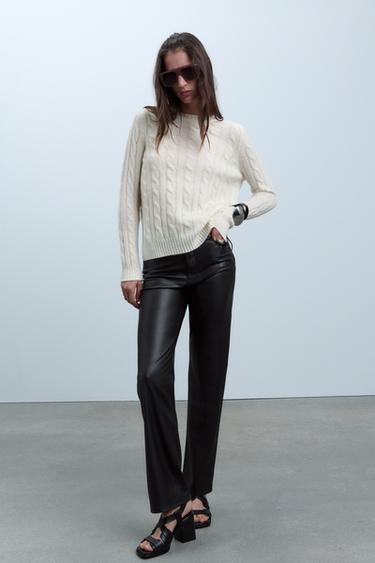 PANTALÓN BOOTCUT EFECTO PIEL ZW COLLECTION - Negro de Zara