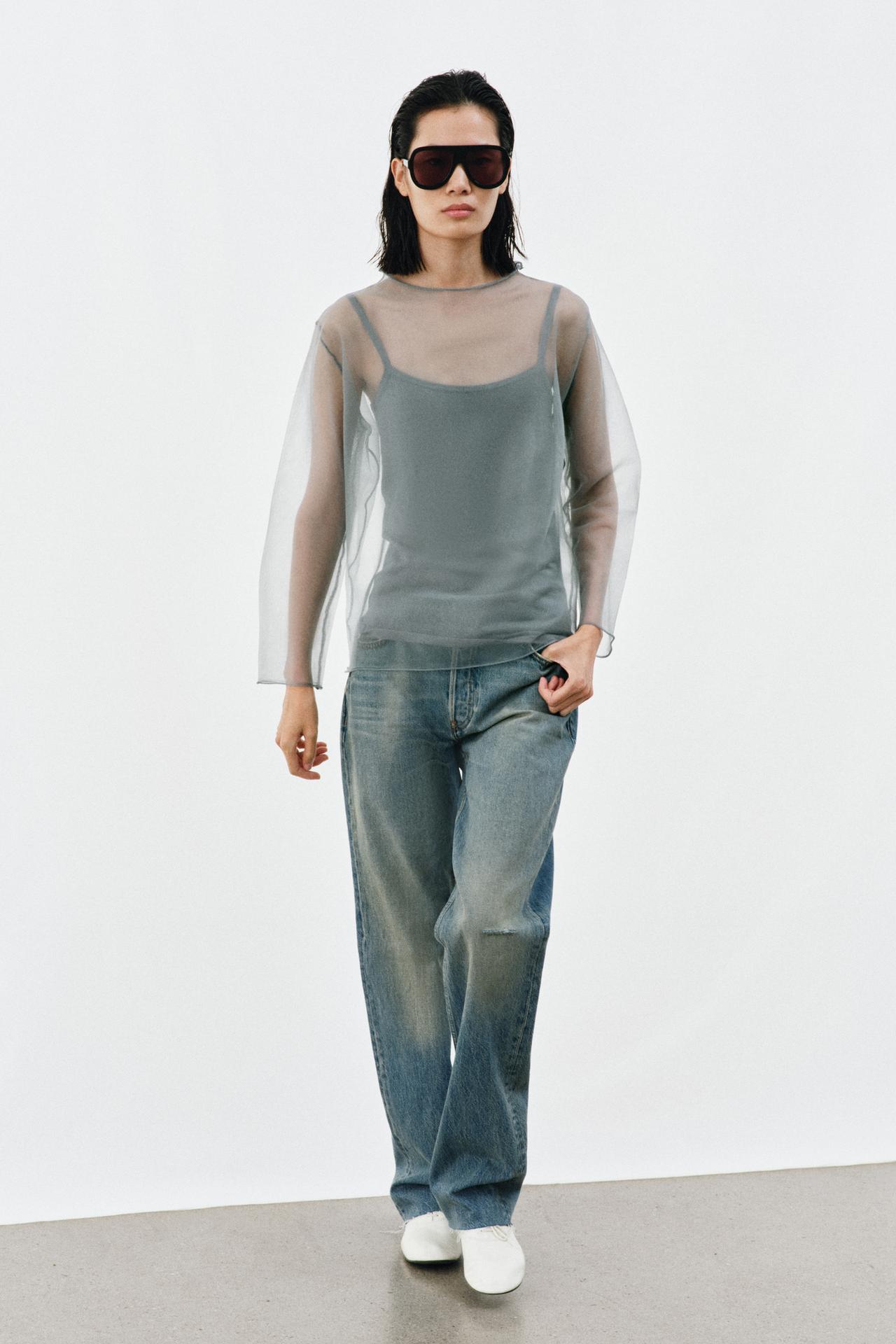 ZARA SEMI-SHEER KNIT TOP
