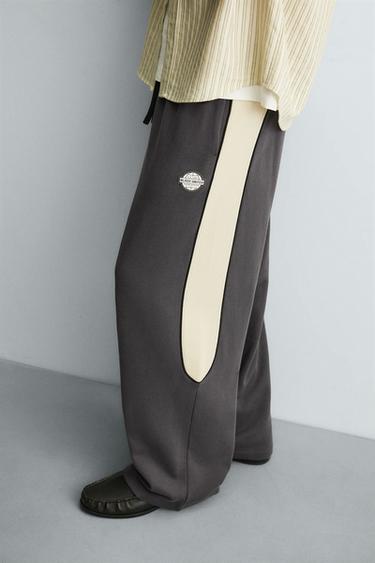PANTALON COUPE DÉCONTRACTÉE COLOR BLOCK - Gris anthracite de Zara - Image 4