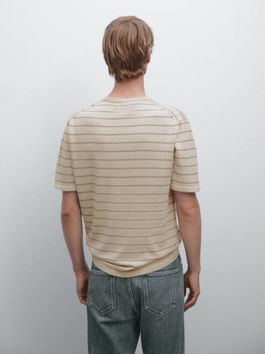 Camiseta rayas de punto ligero - Crudo de Zara