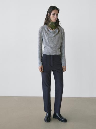 Zara Technical cotton blend trousers - Navy blue - Image 0