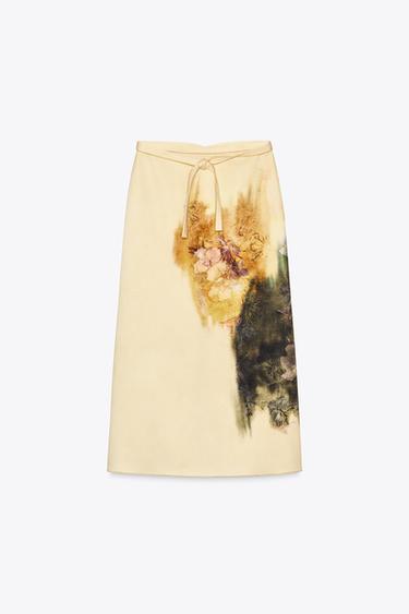 FALDA MIDI ESTAMPADA ZW COLLECTION - Estampado de Zara