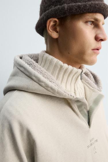 CONTRAST POUCH POCKET HOODIE X SR_A - Tan marl by Zara - Image 4