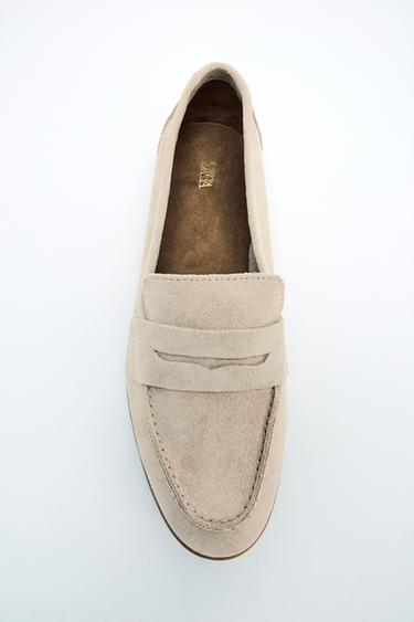 FLAT LEATHER LOAFERS - Ice by Zara