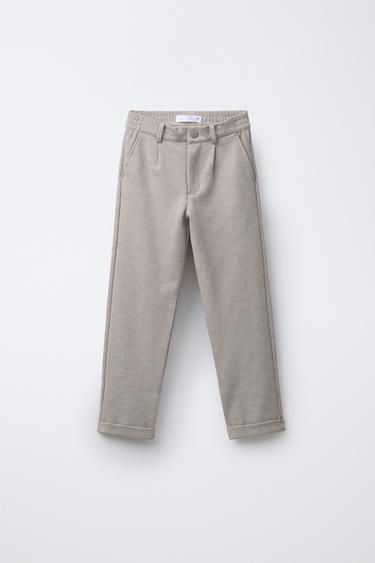 Zara COMFORT PIQUÉ PANTS - Sand