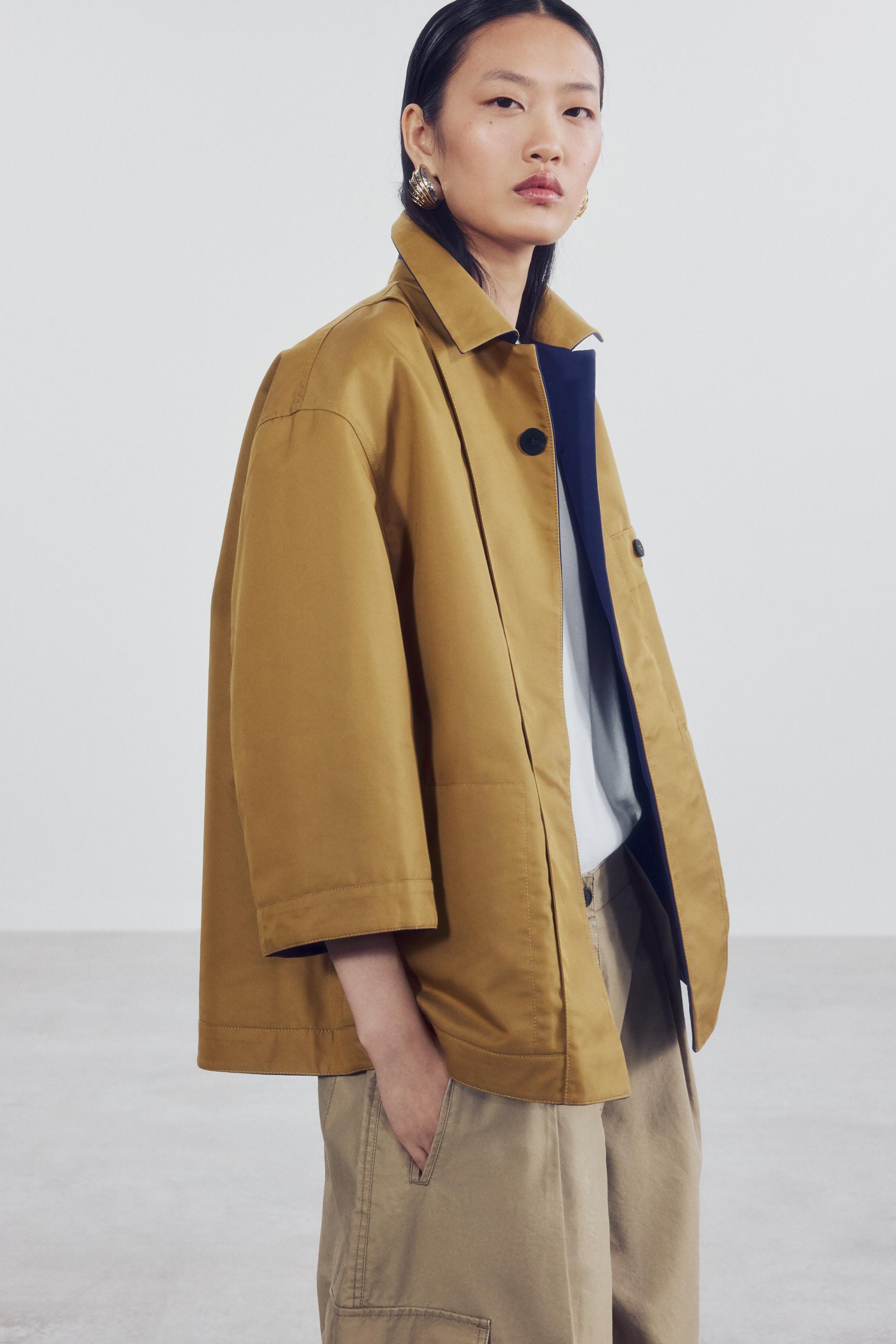 ZW COLLECTION リバーシブル ショートトレンチコート - 濃青 | ZARA