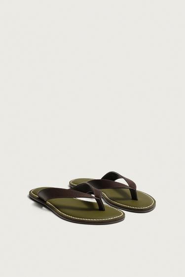 SANDALIA PIEL TIRAS LIMITED EDITION - Chocolate de Zara