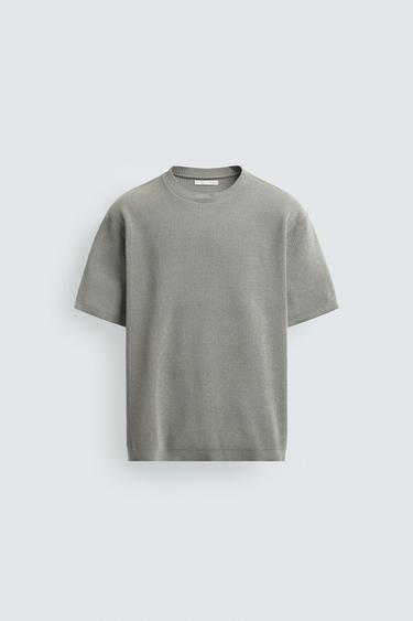 CHENILLE TEXTURED T-SHIRT - Light grey by Zara - Image 0