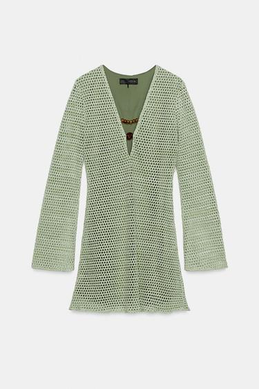 CROCHET MINI DRESS - Light khaki by Zara - Image 6