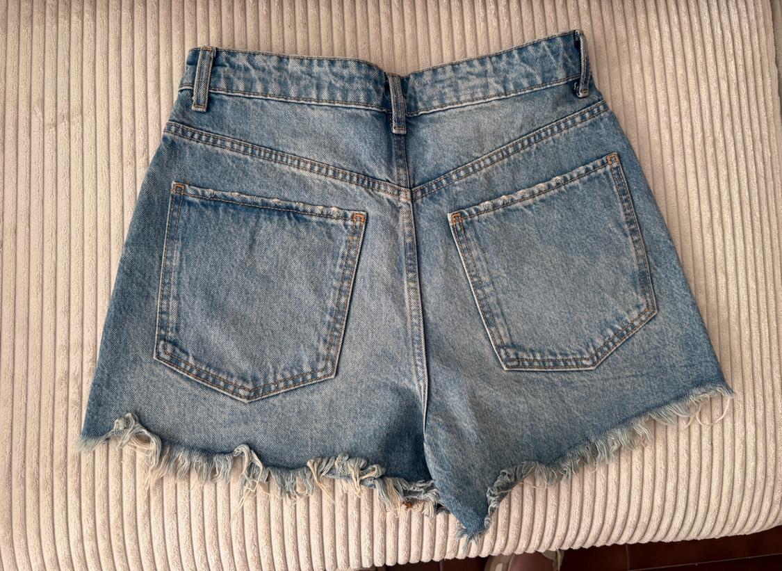 TRF HIGH-WAIST DENIM RIPPED SHORTS - Image 2