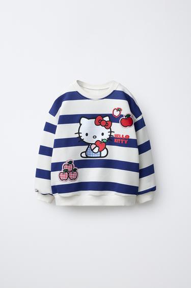 BLUZË HOODIE ME VIJA HELLO KITTY © SANRIO - E kaltër/ E bardhë nga Zara
