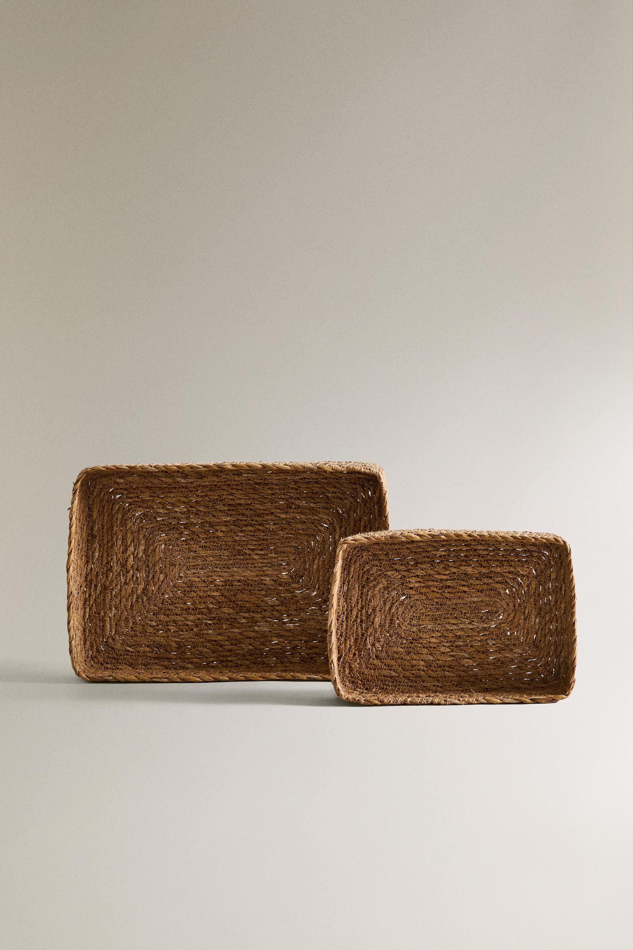 SEAGRASS TRAY BASKET — Light beige
