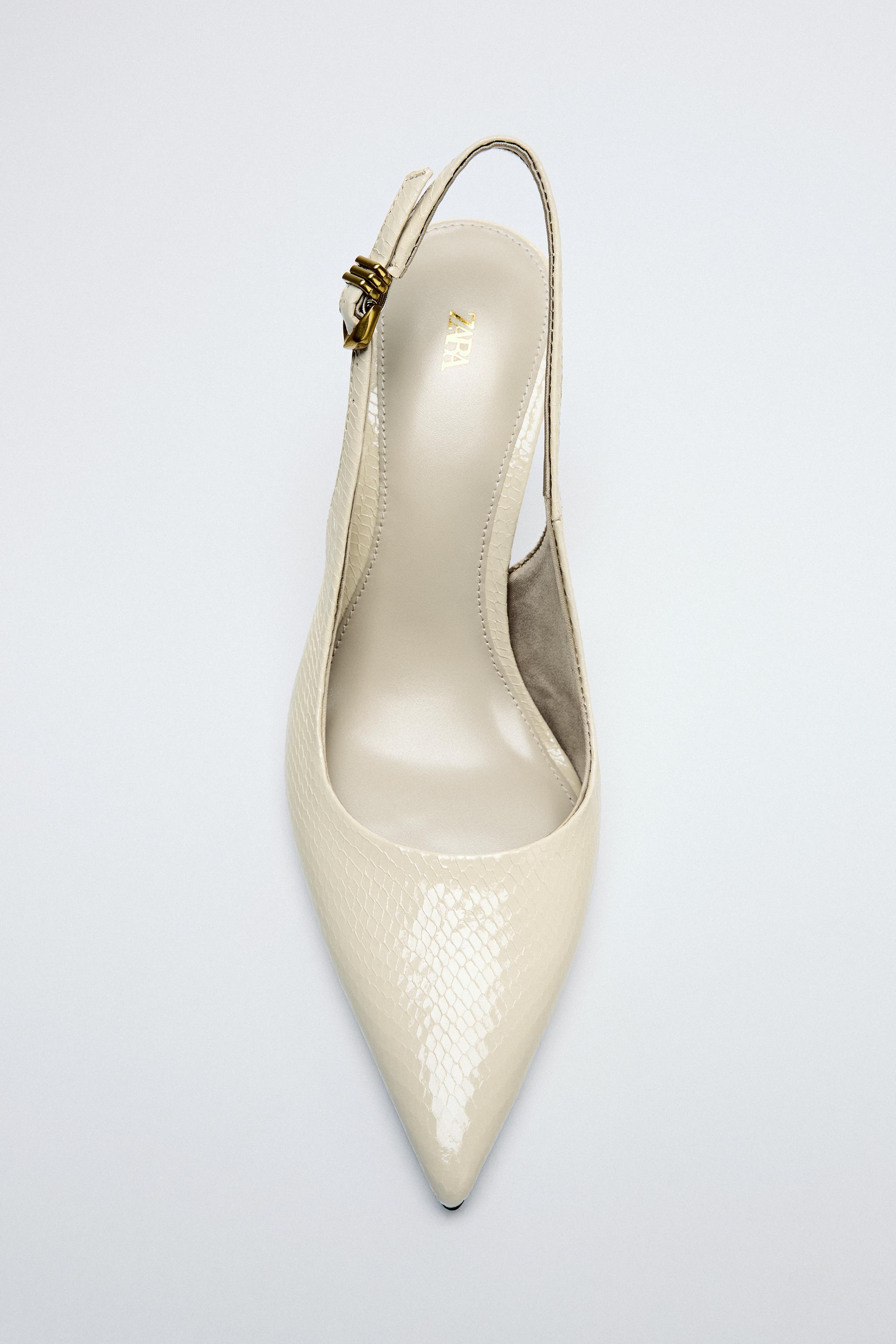 EMBOSSED HEELED SLINGBACK SHOES
