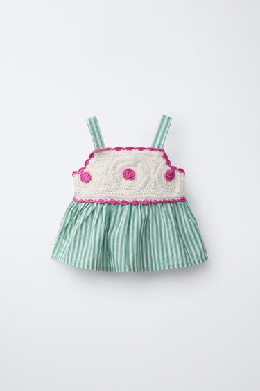 ТОП С ПЛЕТЕНА ДАНТЕЛА И РАЙЕТА - Зелен от Zara