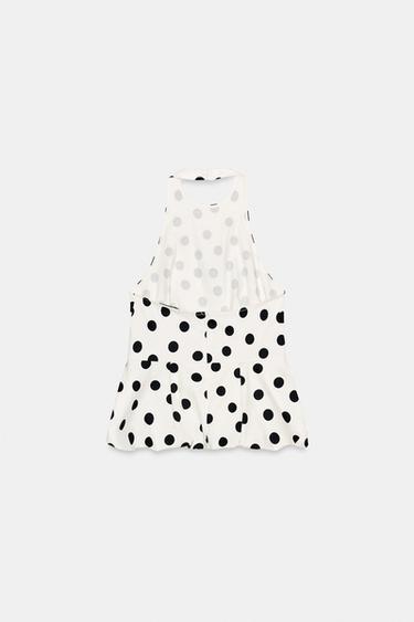 POLKA DOT BALLOON TOP - Ecru / Black by Zara - Image 6