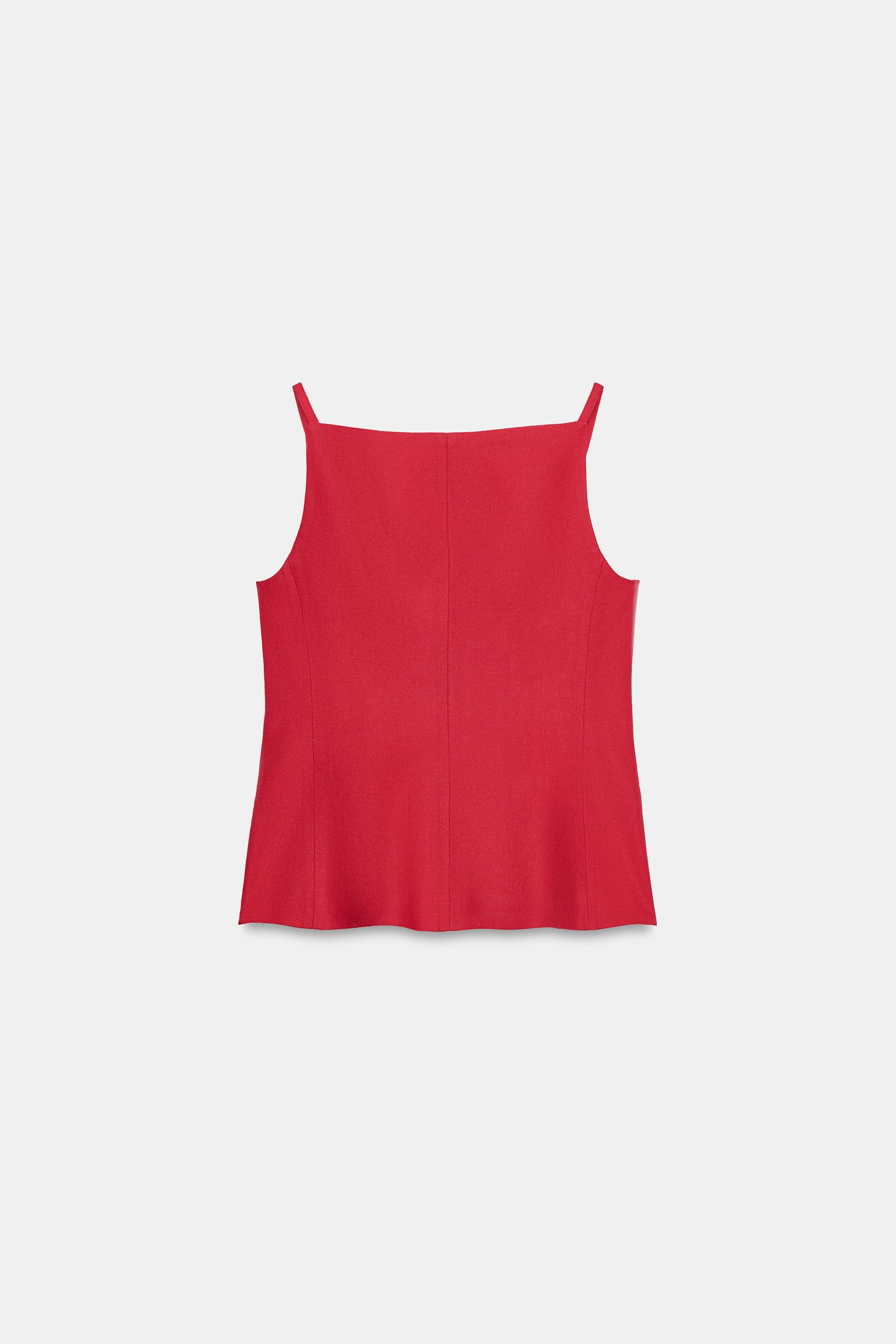 LINEN SWEETHEART NECK VEST