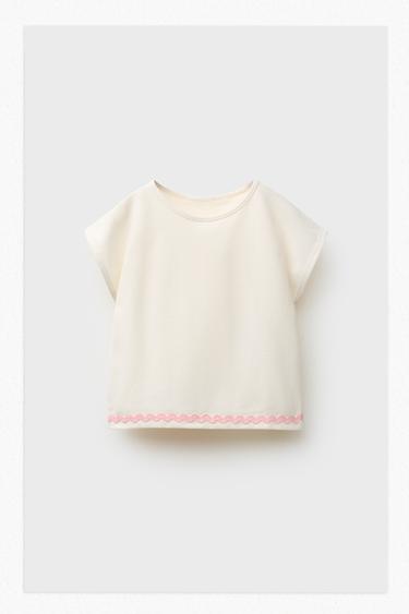 WAVY TRIM PIQUÉ T-SHIRT - Ecru by Zara