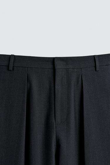 RELAXED FIT PLEATED TROUSERS - Navy blue by Zara - Image 3