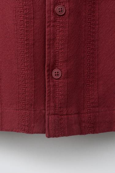 RUSTIC TEXTURED SHIRT - Burgundy by Zara - Image 3