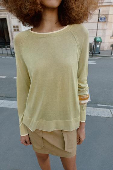 DOUBLE KNIT JUMPER - Light green by Zara