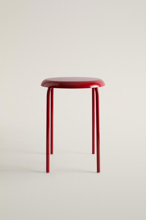 LACQUERED METAL STOOL - Red by Zara - Image 0