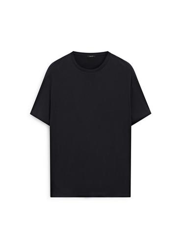 T-shirt 100 % coton mercerisé - Bleu marine de Zara