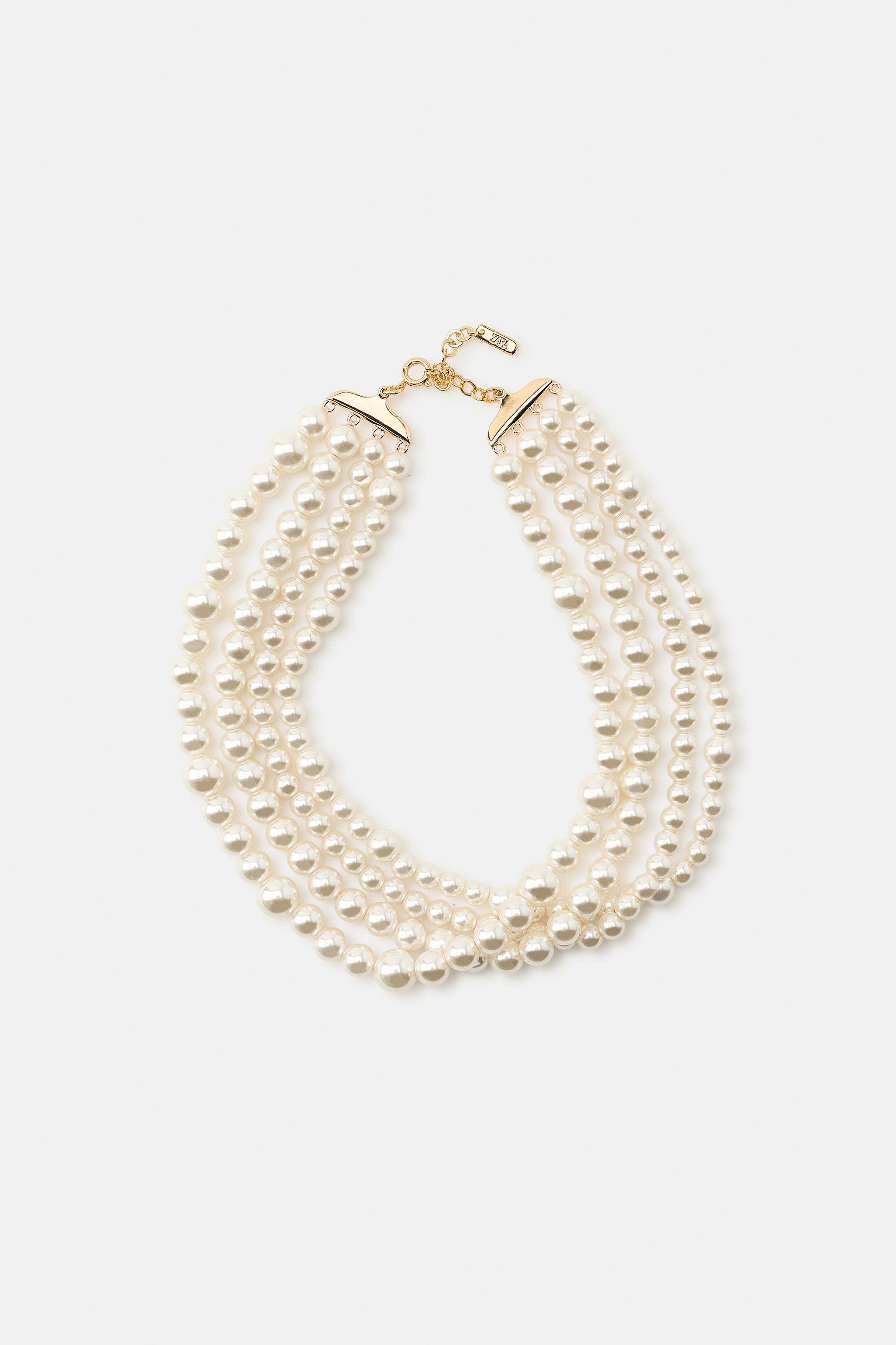Zara DÖRT SIRALI SUNİ İNCİLİ CHOKER KOLYE görsel 3