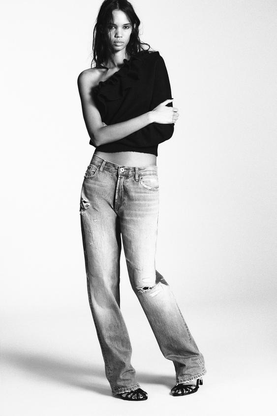 ASYMMETRIC RUFFLED KNIT JUMPER