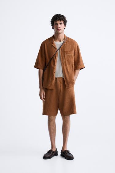 100% LINEN BERMUDA SHORTS - Brick by Zara - Image 0