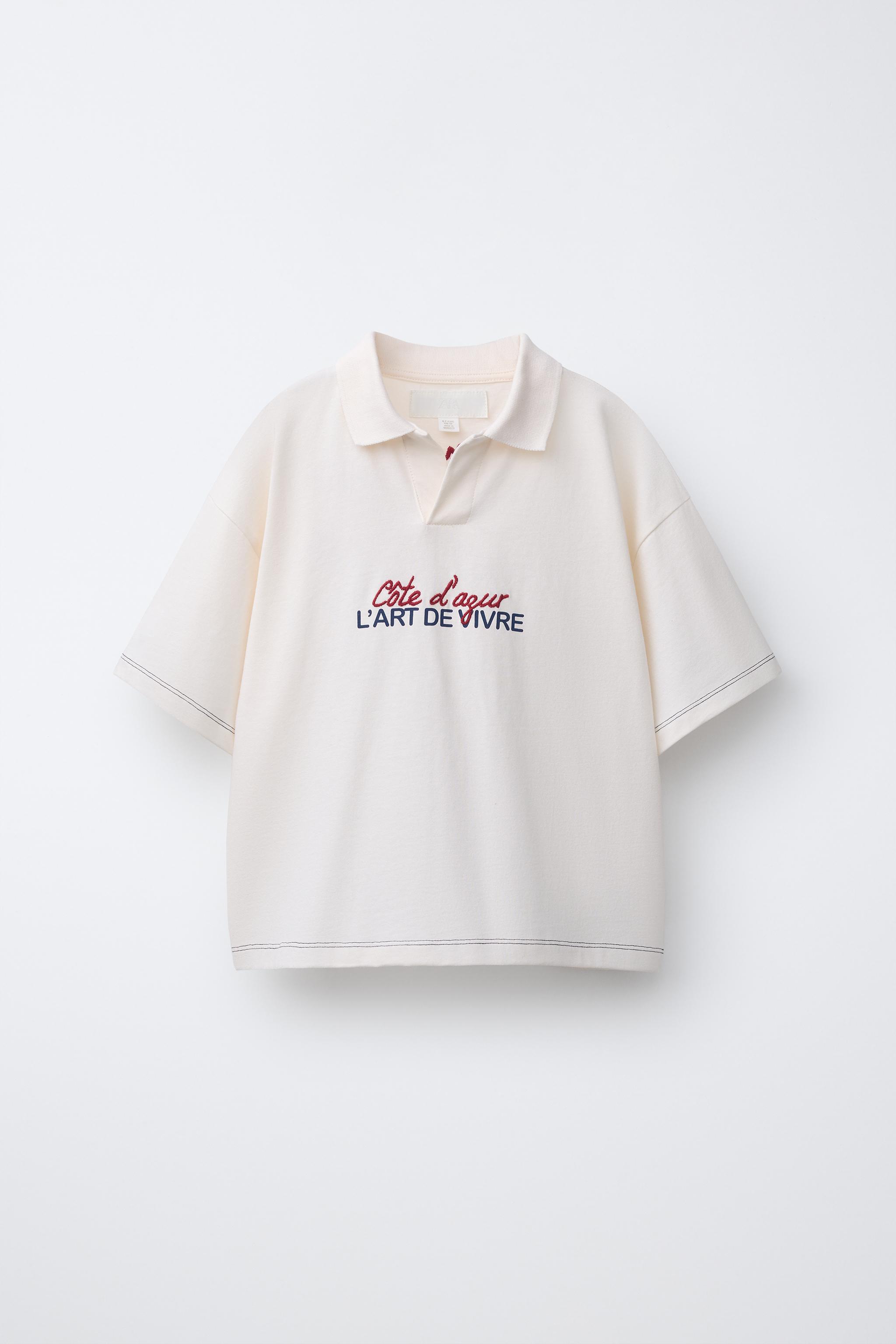 TEXT PRINT POLO SHIRT - White | ZARA United States