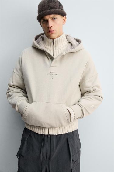 CONTRAST POUCH POCKET HOODIE X SR_A - Tan marl by Zara - Image 5
