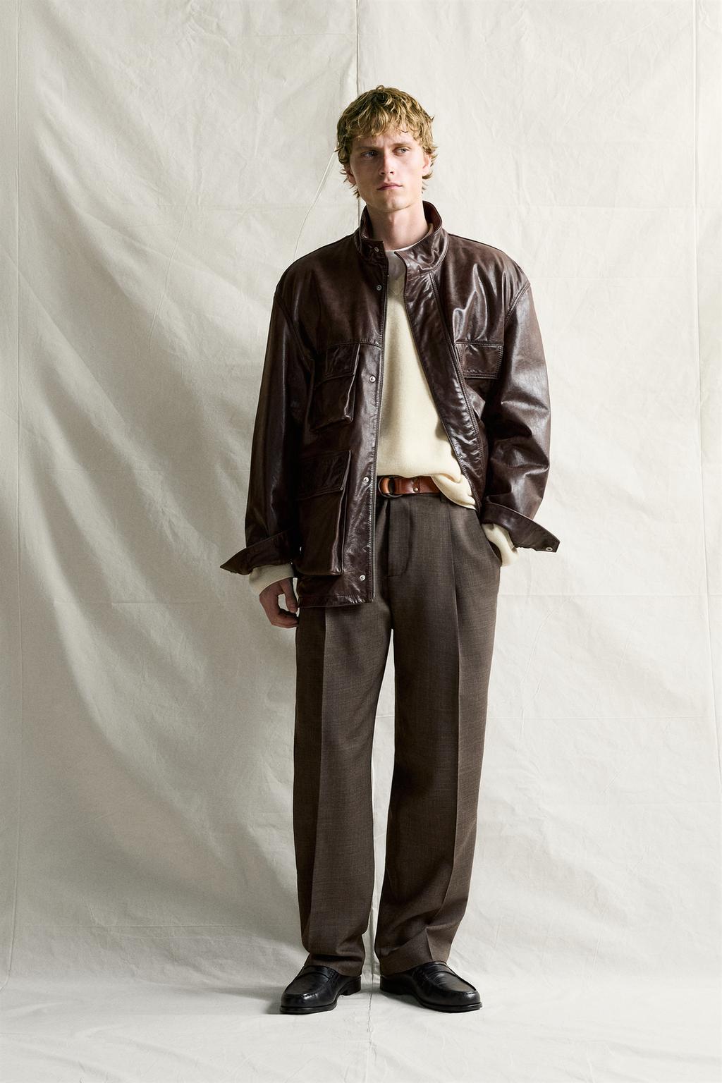 Zara Utility cibli dəri gödəkçə