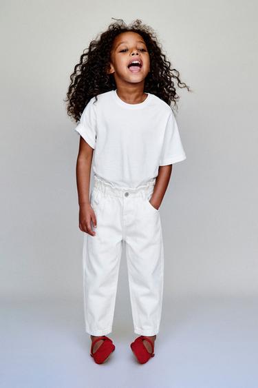 JEANS PAPERBAG BAGGY - Blanc cassé de Zara