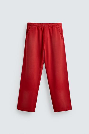 SPRAY WASH TROUSERS - Red by Zara