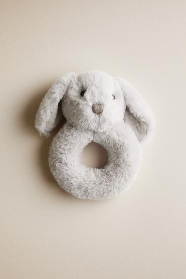 BABY RABBIT SOFT TOY RATTLE - Grey by Zara