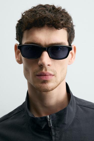 Zara PLAID REGULAR FIT BOMBER JACKET - Blue