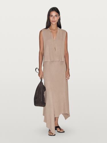 Jupe midi en maille asymétrique - Beige de Zara - Image 0