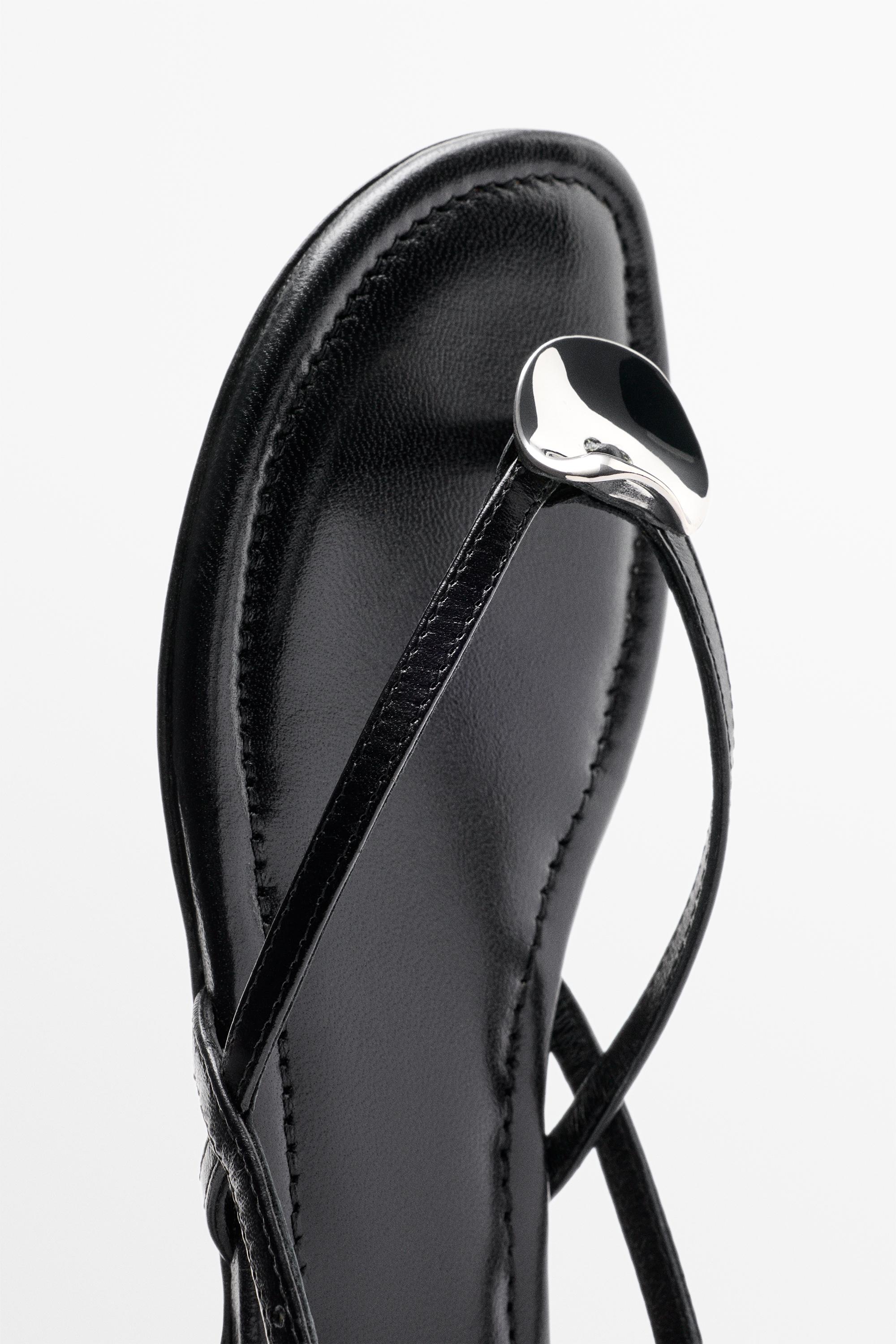 Flat slider sandals with gem detail