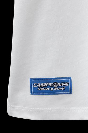 Zara OLIVER Y BENJI © CAMPEONES SIDE STRIPE T-SHIRT - White