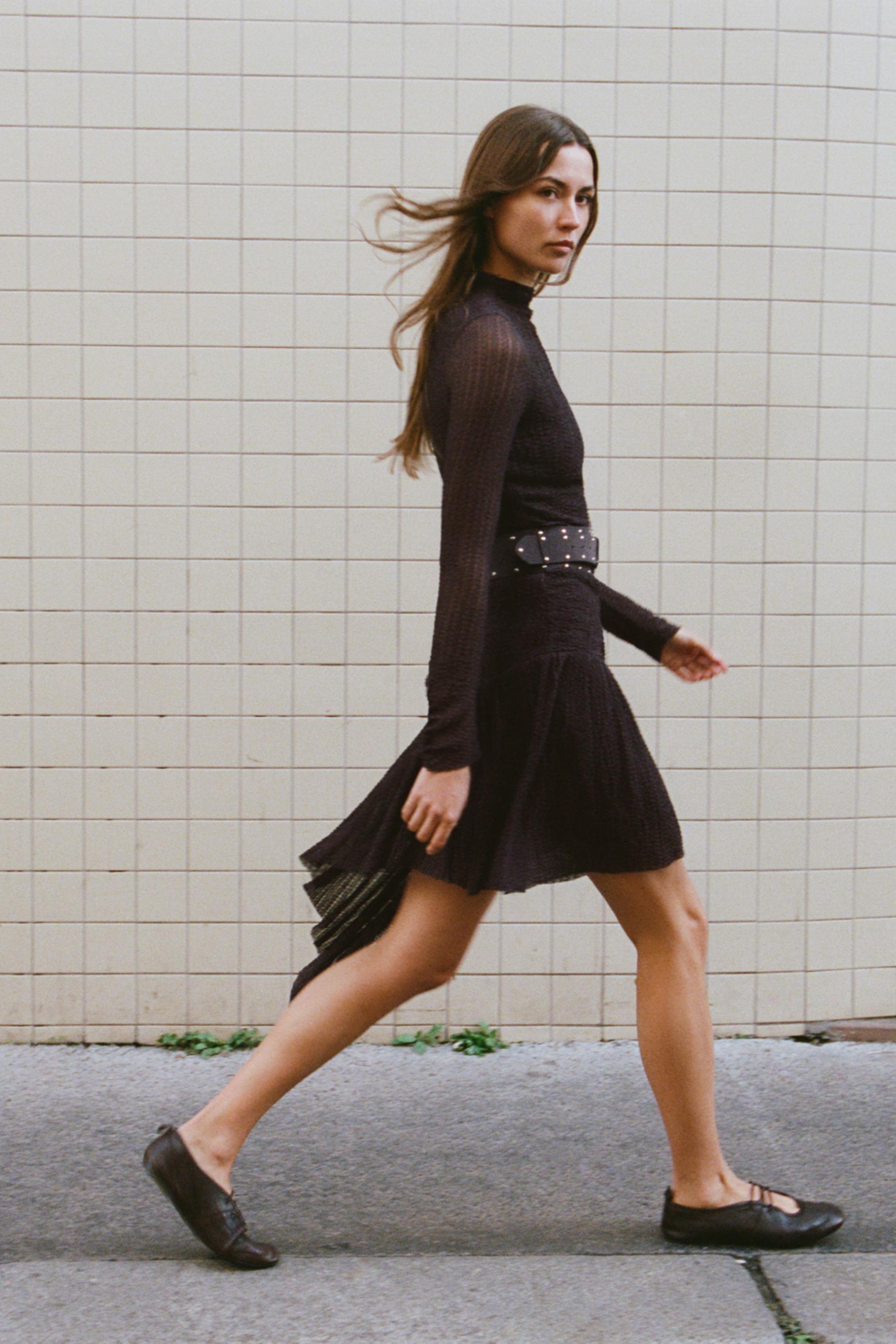 レースアップレザーバレリーナシューズ - ブラウン | ZARA Japan / 日本