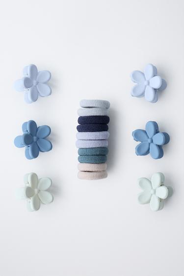 BOX SET OF FLOWER HAIR CLIPS AND HAIR BANDS - Black de Zara - Image 3