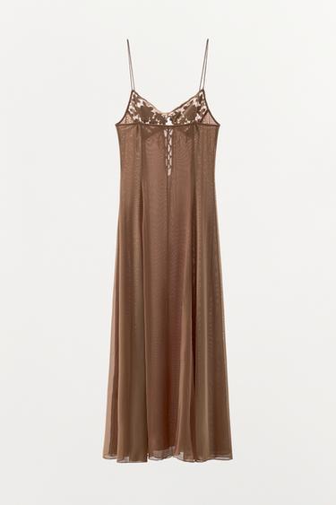 ROBE LONGUE BIMATIÈRE CROCHET - Rose de Zara - Image 6