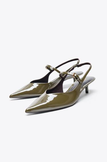 CHAUSSURES OUVERTES À L'ARRIÈRE À BRIDE - Vert kaki de Zara - Image 2