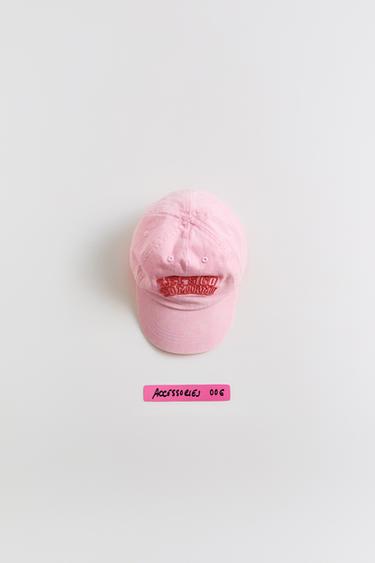 Zara EMBROIDERED VARSITY CAP - Pink