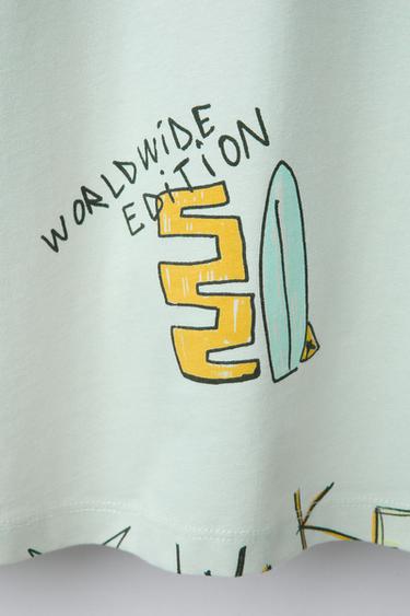 PRINTED T-SHIRT - Sky blue by Zara - Image 3