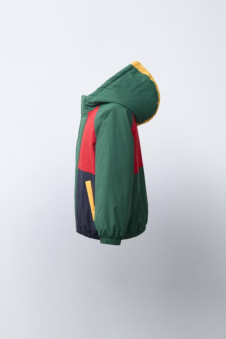 Chaqueta acolchada de bloques de color repelente al agua 3