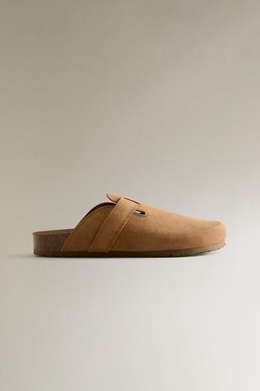 LEATHER CLOGS WITH STRAP - Brown by Zara - Image 0
